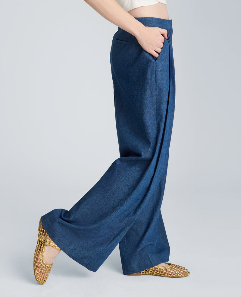 Kenneth Cole - High Rise Fly Front Triple Pleat Wide Denim Jean WOMENS DENIM for Women