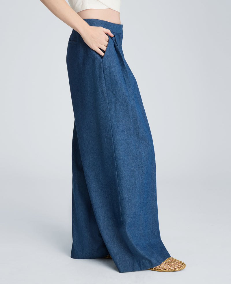 Kenneth Cole - High Rise Fly Front Triple Pleat Wide Denim Jean WOMENS DENIM for Women