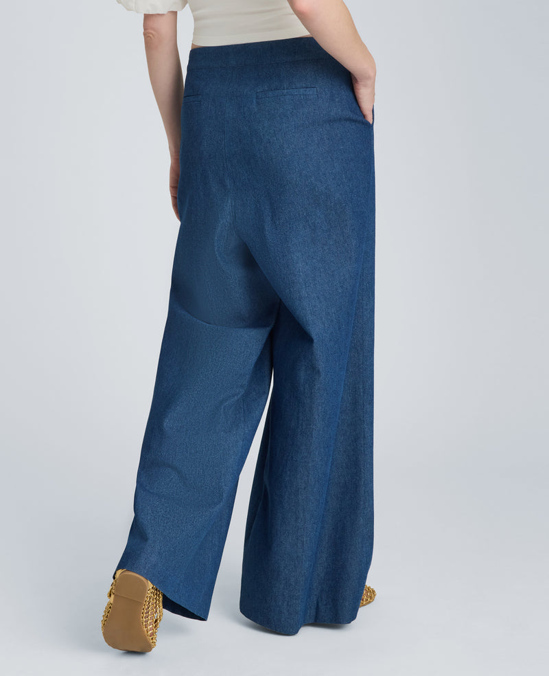 Kenneth Cole - High Rise Fly Front Triple Pleat Wide Denim Jean WOMENS DENIM for Women