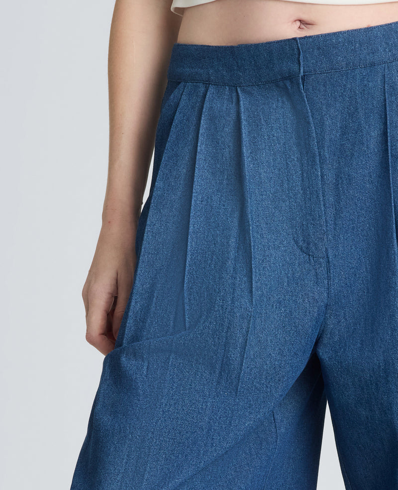 Kenneth Cole - High Rise Fly Front Triple Pleat Wide Denim Jean WOMENS DENIM for Women