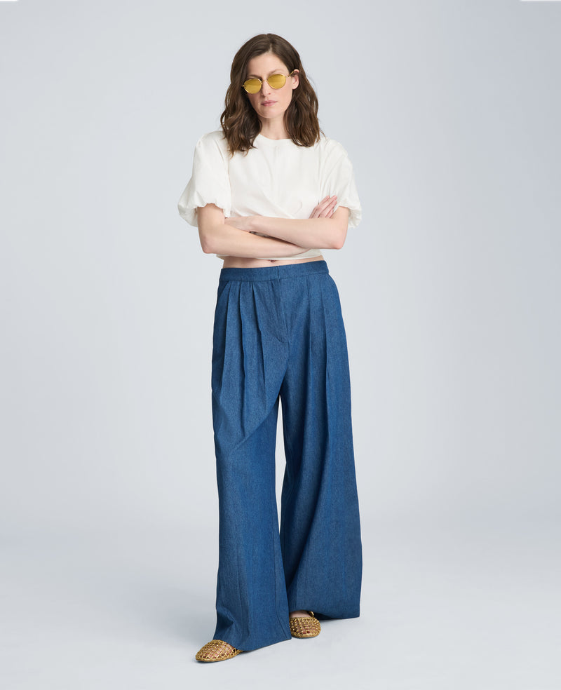 Kenneth Cole - High Rise Fly Front Triple Pleat Wide Denim Jean WOMENS DENIM for Women