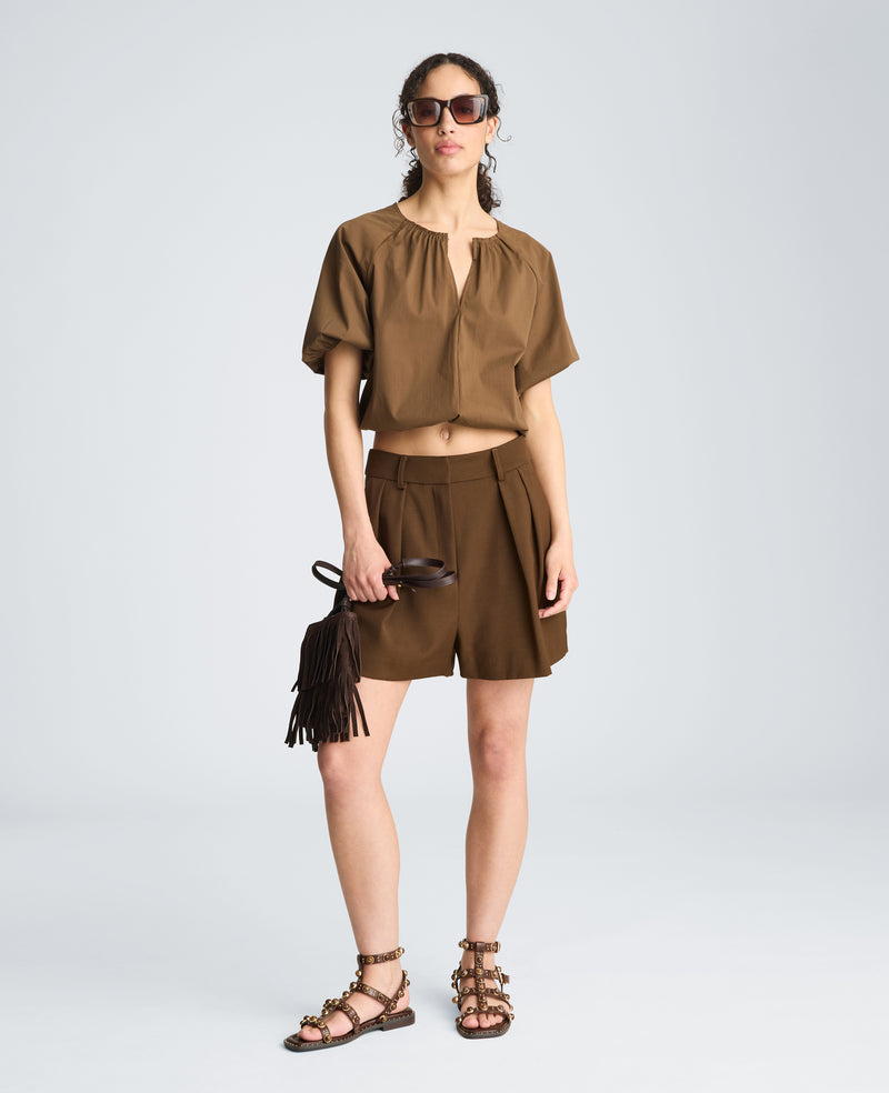 Kenneth Cole - High Rise Fly Front Pleated Short WOMENS SHORTS for Women