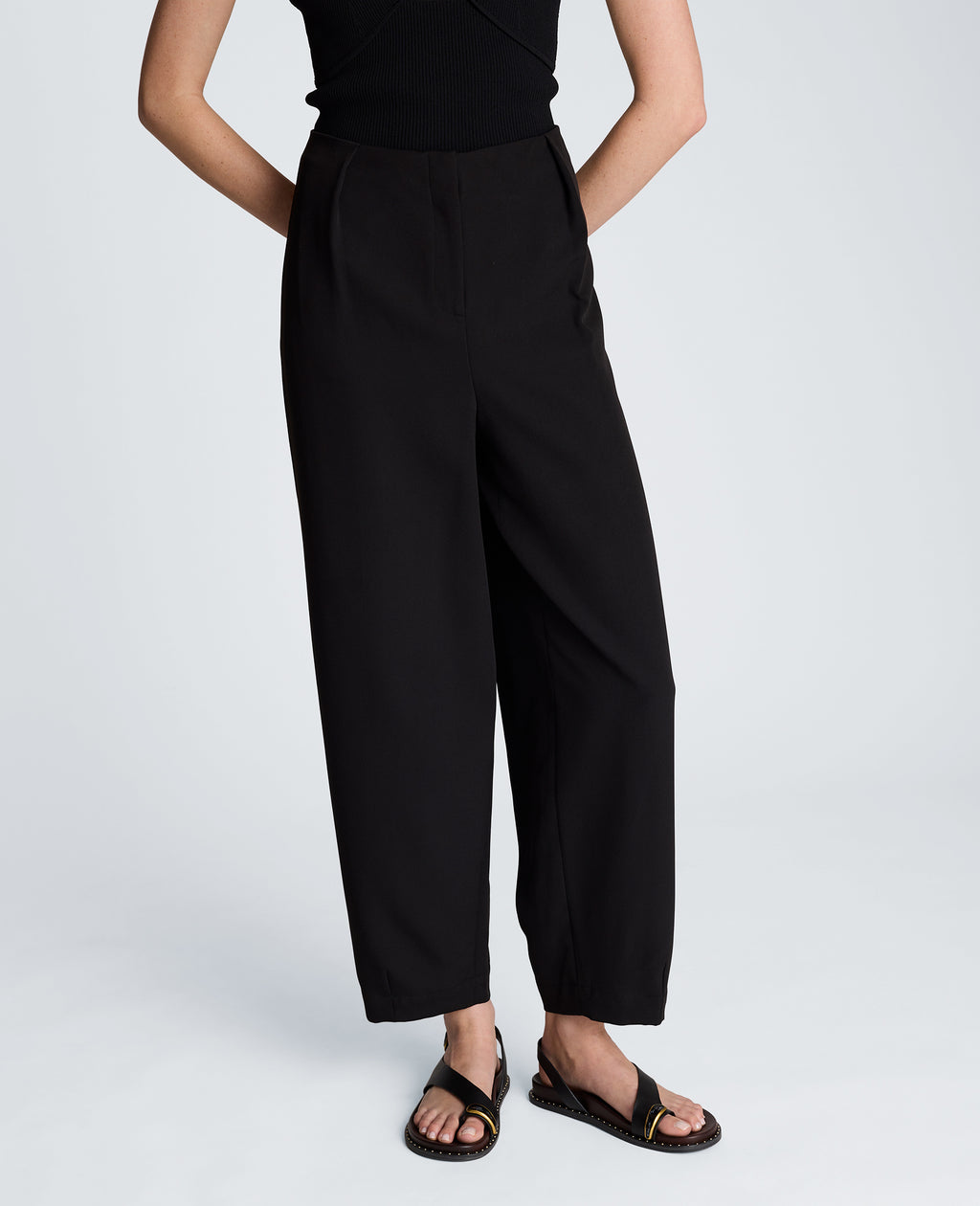 Kenneth Cole - Fly Front Tapered Leg High Waisted Pleated Pant WOMENS PANTS for Women 