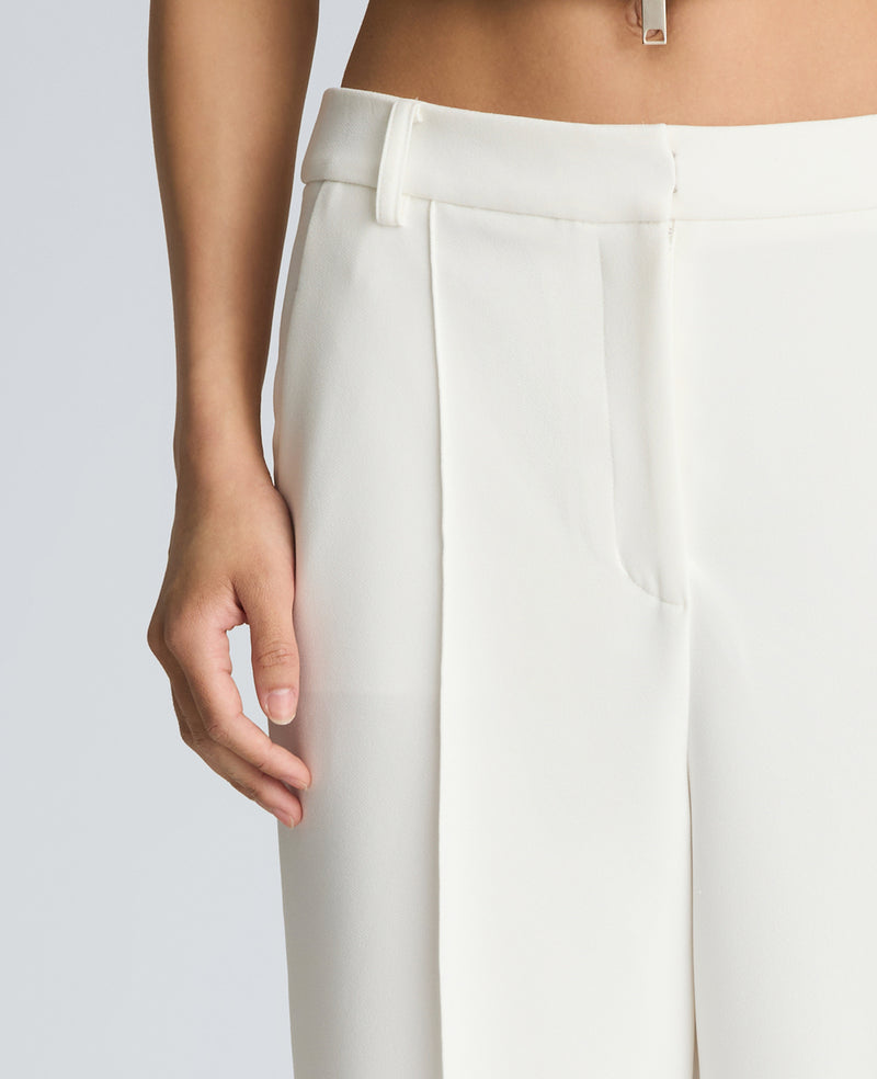 Fly Front Wide Leg Zipper Pintuck Pant