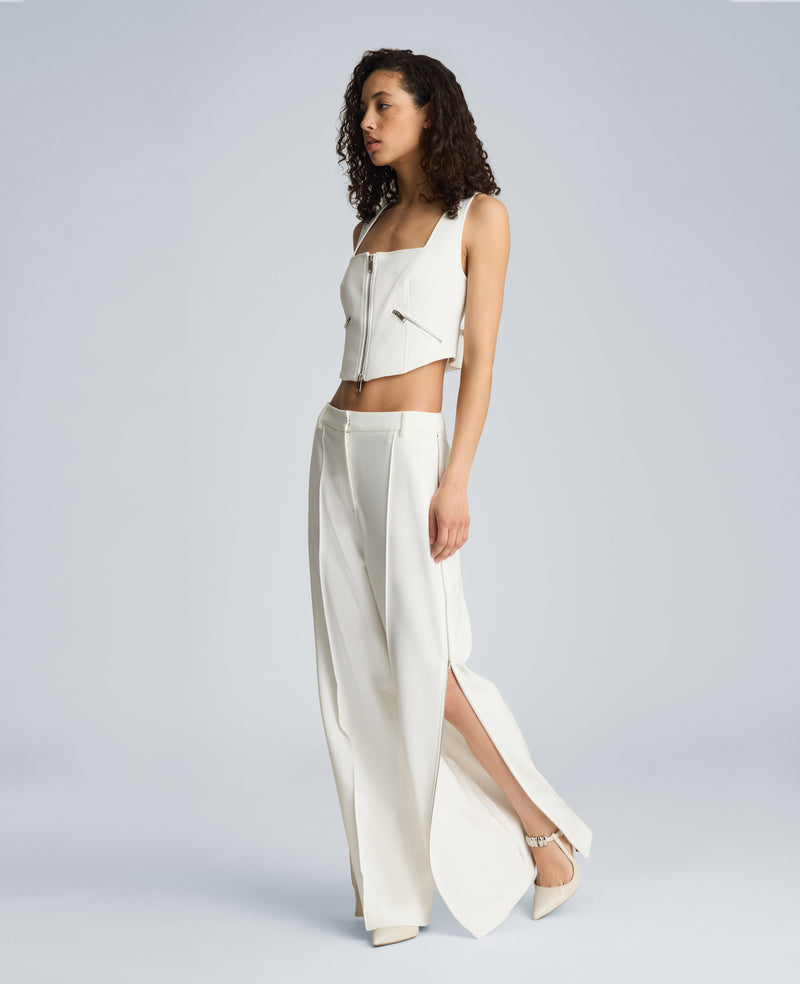 Fly Front Wide Leg Zipper Pintuck Pant Fly Front Wide Leg Zipper Pintuck Pant