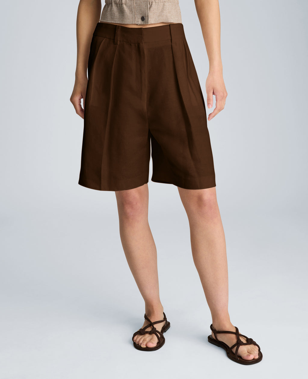 Kenneth Cole - Fly Front High Rise Pleated Bermuda Short WOMENS SHORTS for Women 