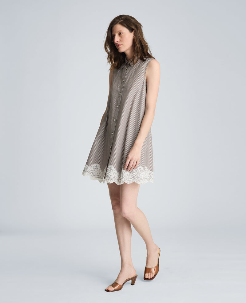 Kenneth Cole - Halter Shirt Swing Dress with Lace Hem WOMENS DRESS for Women