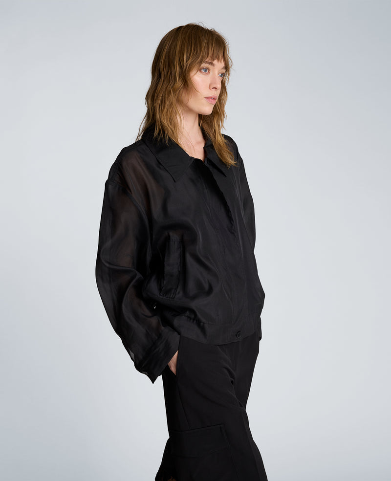 Kenneth Cole - Collared Sheer Bomber Jacket WOMENS JACKET for Women