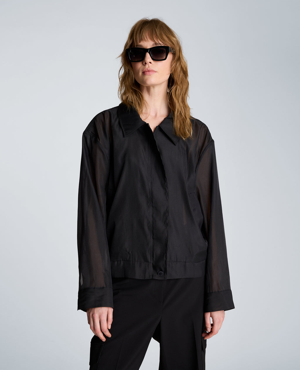 Kenneth Cole - Collared Sheer Bomber Jacket WOMENS JACKET for Women 
