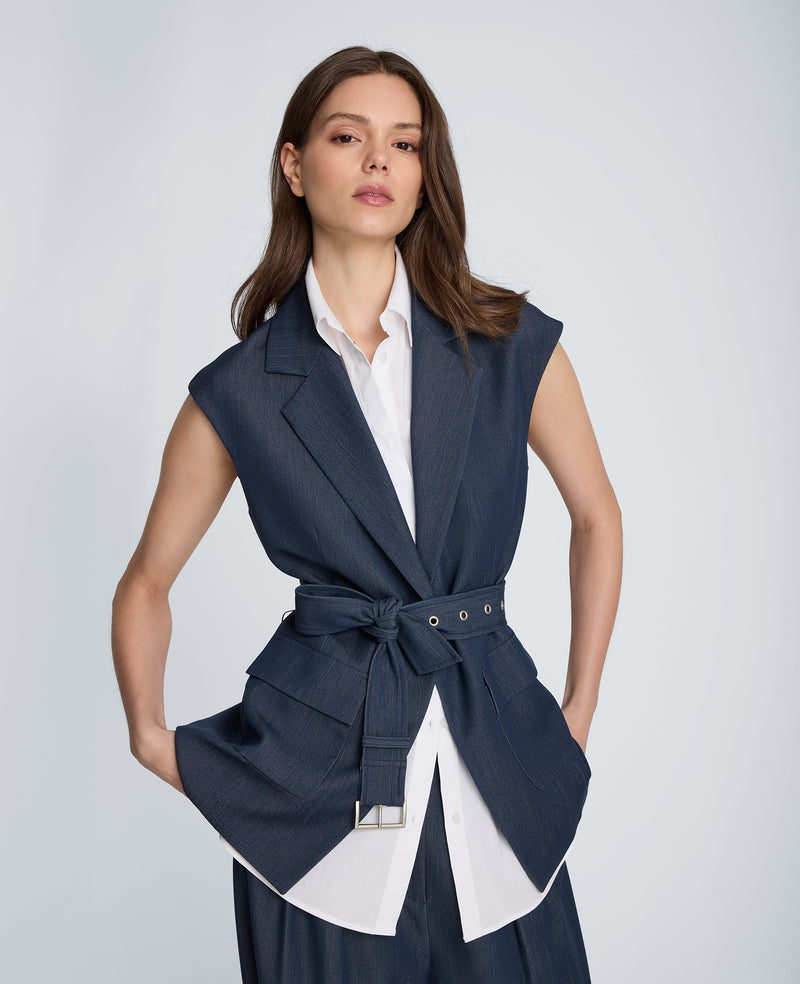 Kenneth Cole - Belted Vest with Removeable Shirt WOMENS JACKET for Women