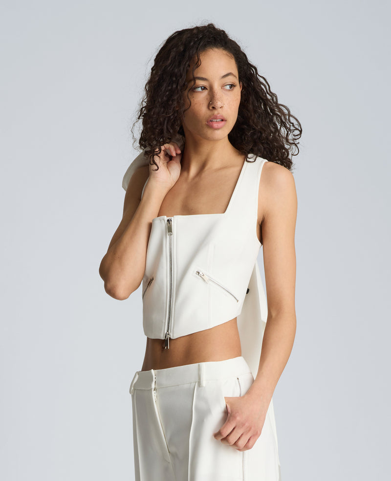 Kenneth Cole - Fitted Zip Front Bodice with Zip Pockets WOMENS TOPS for Women