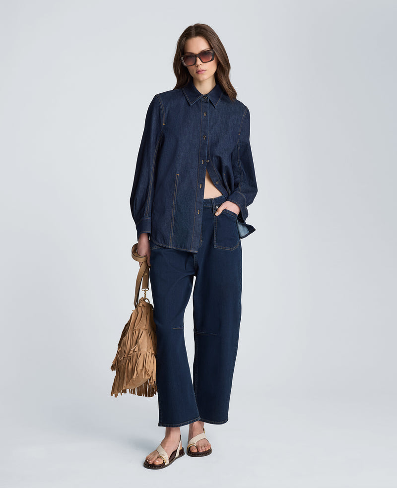 Kenneth Cole - High Rise Fly Front Cropped Barrel Jeans WOMENS DENIM for Women