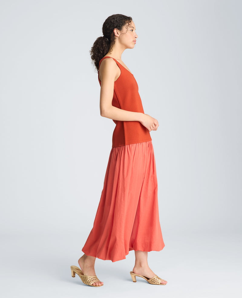 Kenneth Cole - Tank Dress with Draped Woven Skirt WOMENS DRESS for Women