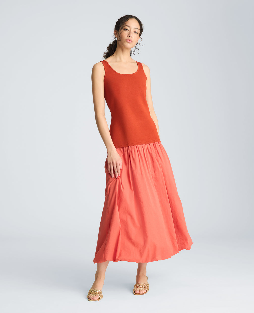 Kenneth Cole - Tank Dress with Draped Woven Skirt WOMENS DRESS for Women 