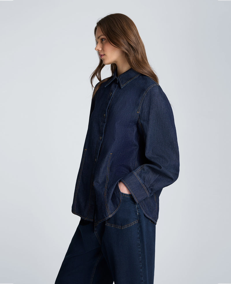 Kenneth Cole - Button Down Shirt with Stitching WOMENS DENIM for Women