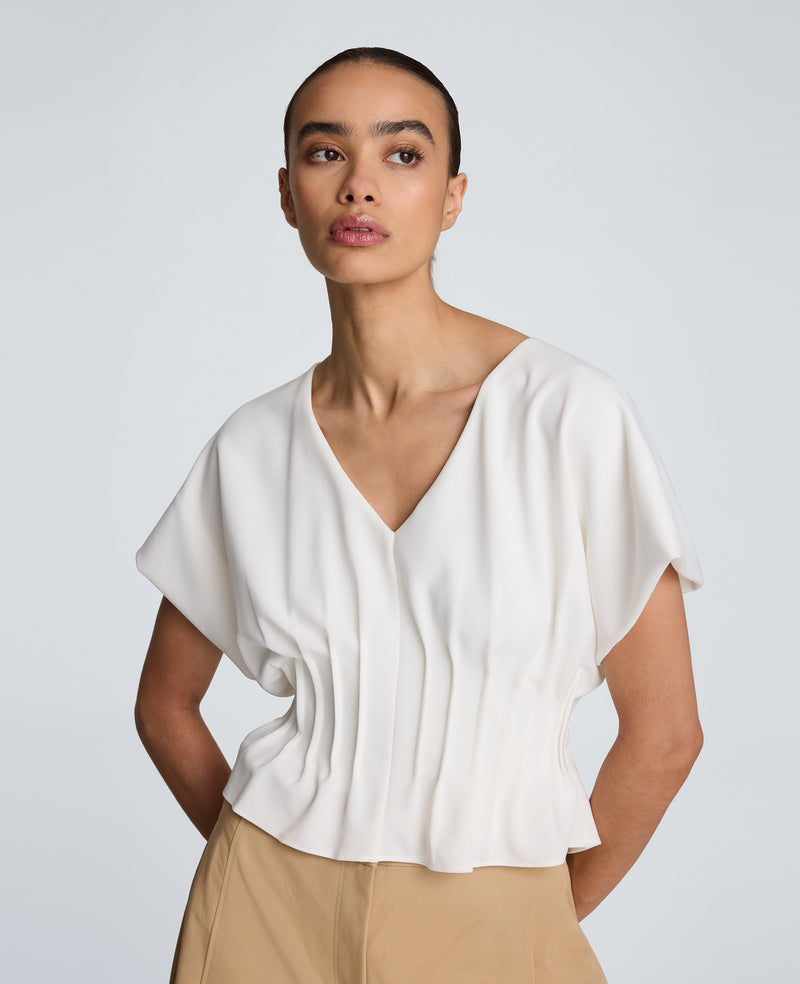 Kenneth Cole - Pleated V-Neck Pullover Top WOMENS KNITS for Women