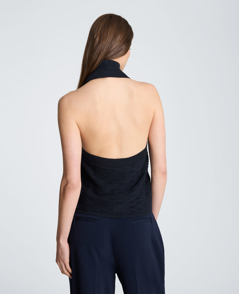 Kenneth Cole - Collared Halter Sweater with Button Front WOMENS SWEATER for Women