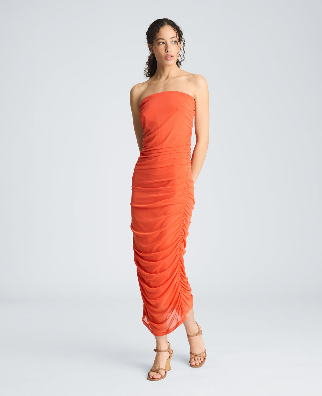 Kenneth Cole - Strapless Ruched Midi Dress WOMENS DRESS for Women 