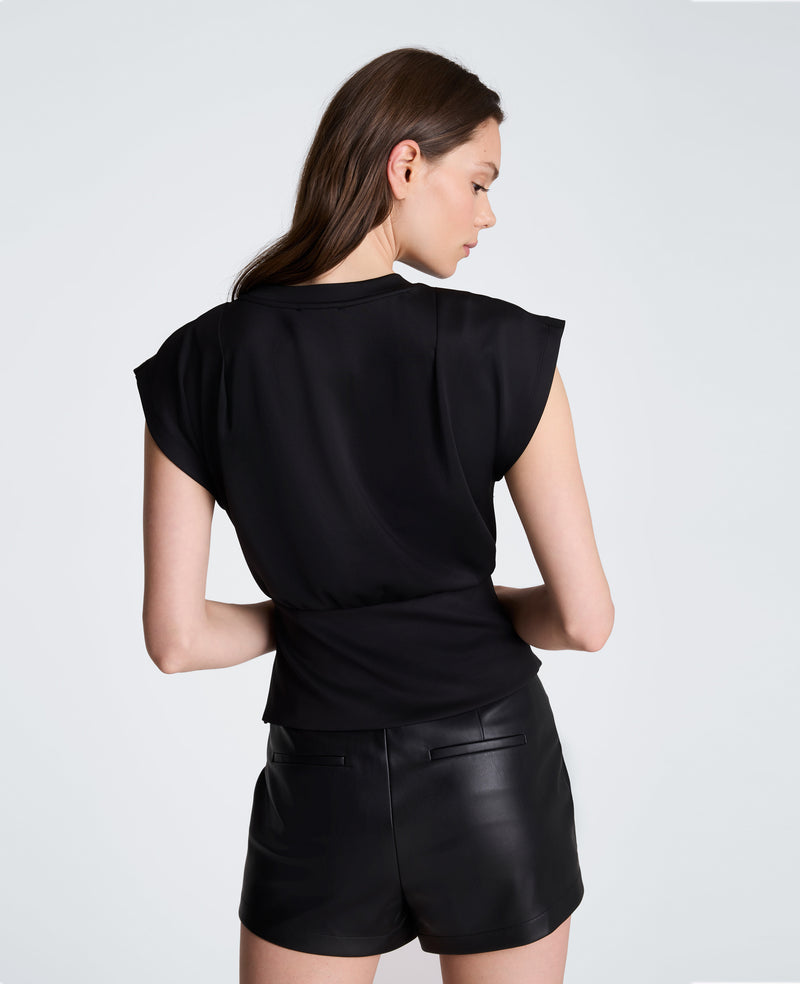 Kenneth Cole - Shoulder Pleat Crewneck with Zipper Detail WOMENS KNITS for Women