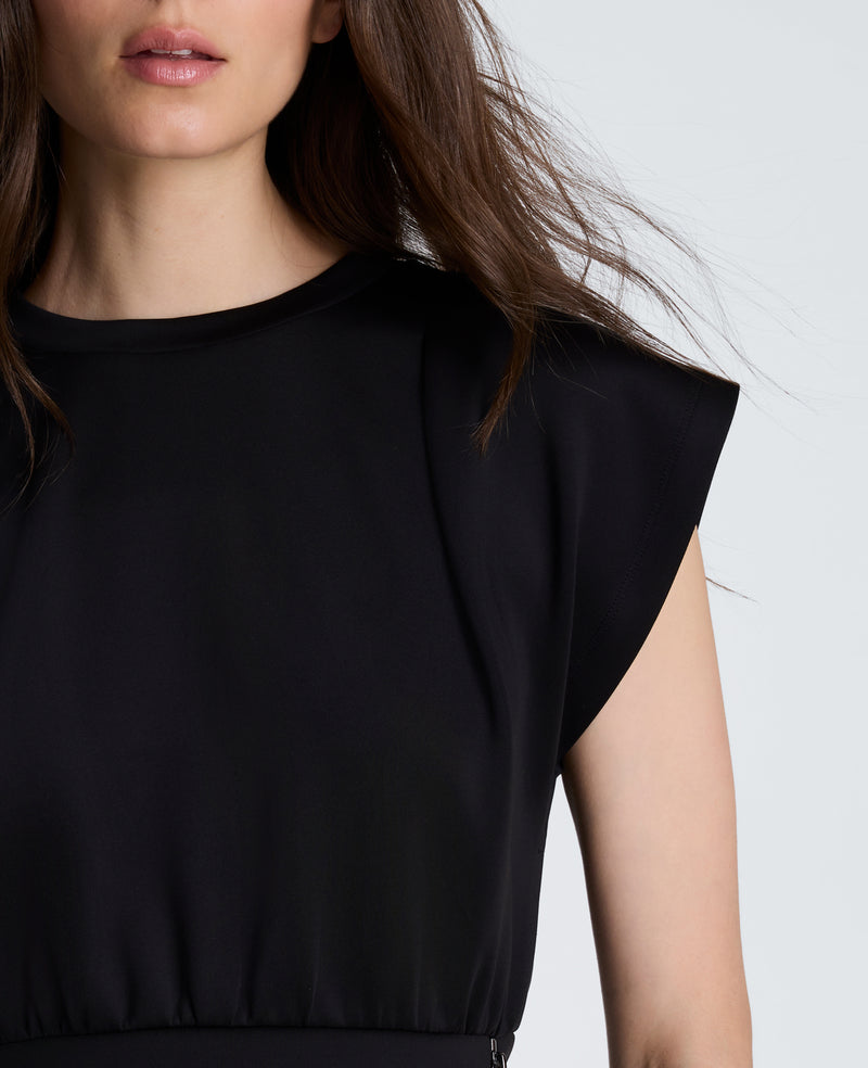 Kenneth Cole - Shoulder Pleat Crewneck with Zipper Detail WOMENS KNITS for Women
