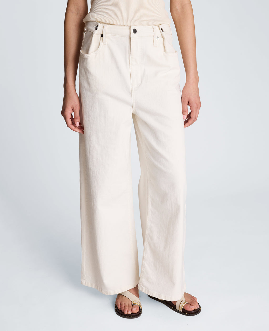Kenneth Cole - High Rise Fly Front Wide Leg Denim with Adjustable Waist WOMENS DENIM for Women 