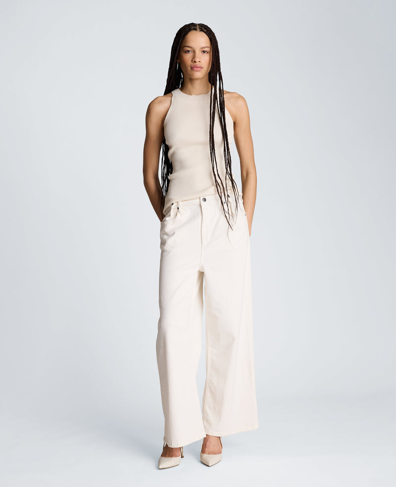Kenneth Cole - High Rise Fly Front Wide Leg Denim with Adjustable Waist WOMENS DENIM for Women