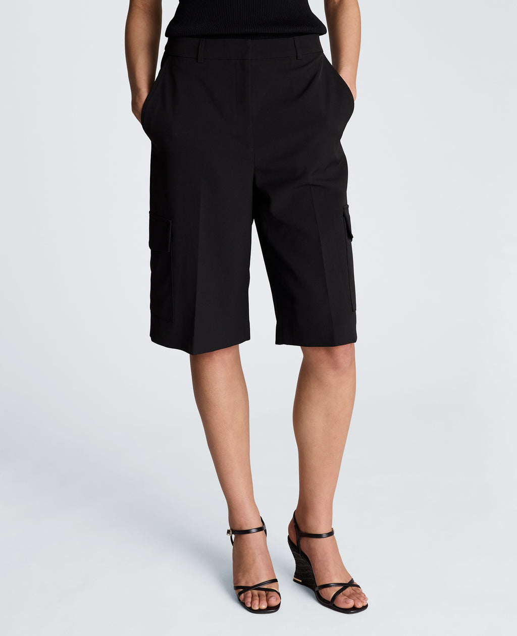 Kenneth Cole - Fly Front High Rise Long Short with Cargo Pockets WOMENS SHORTS for Women 