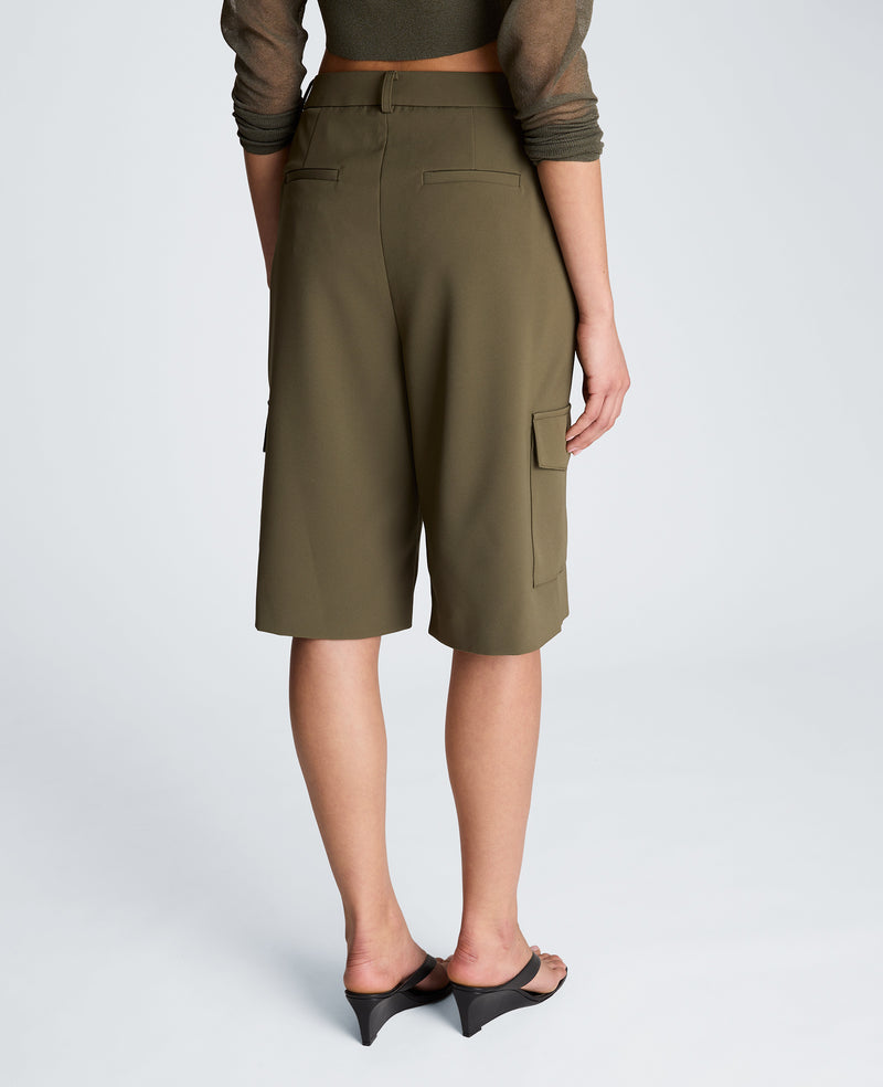 Kenneth Cole - Fly Front High Rise Long Short with Cargo Pockets WOMENS SHORTS for Women