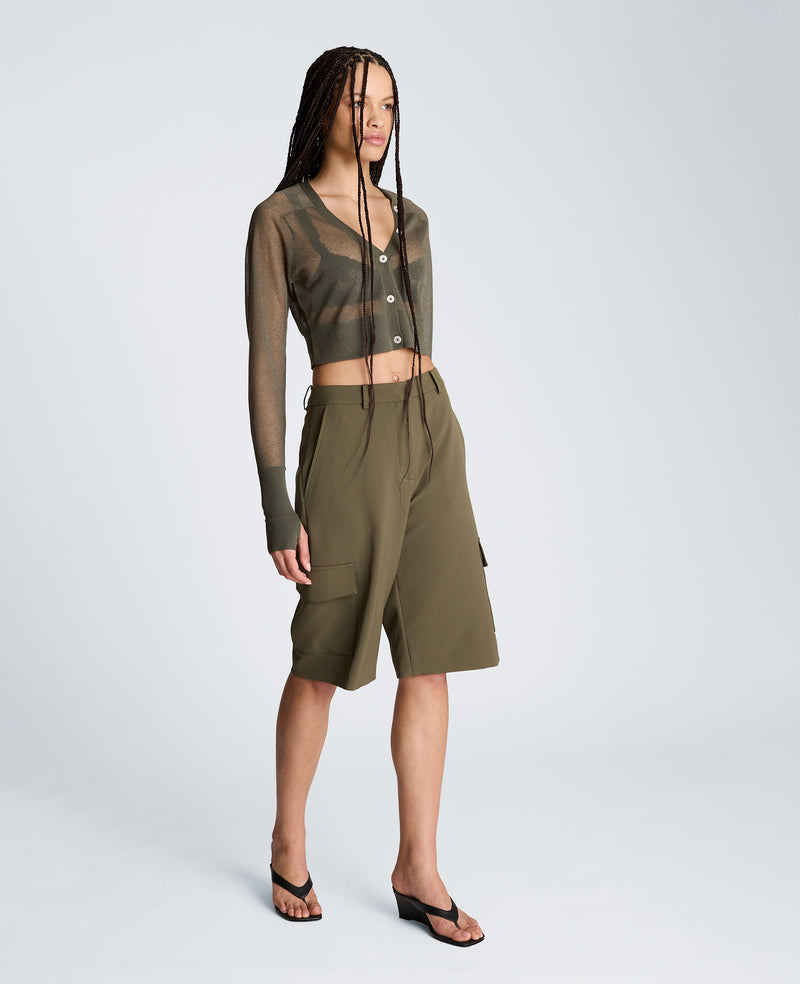 Kenneth Cole - Fly Front High Rise Long Short with Cargo Pockets WOMENS SHORTS for Women