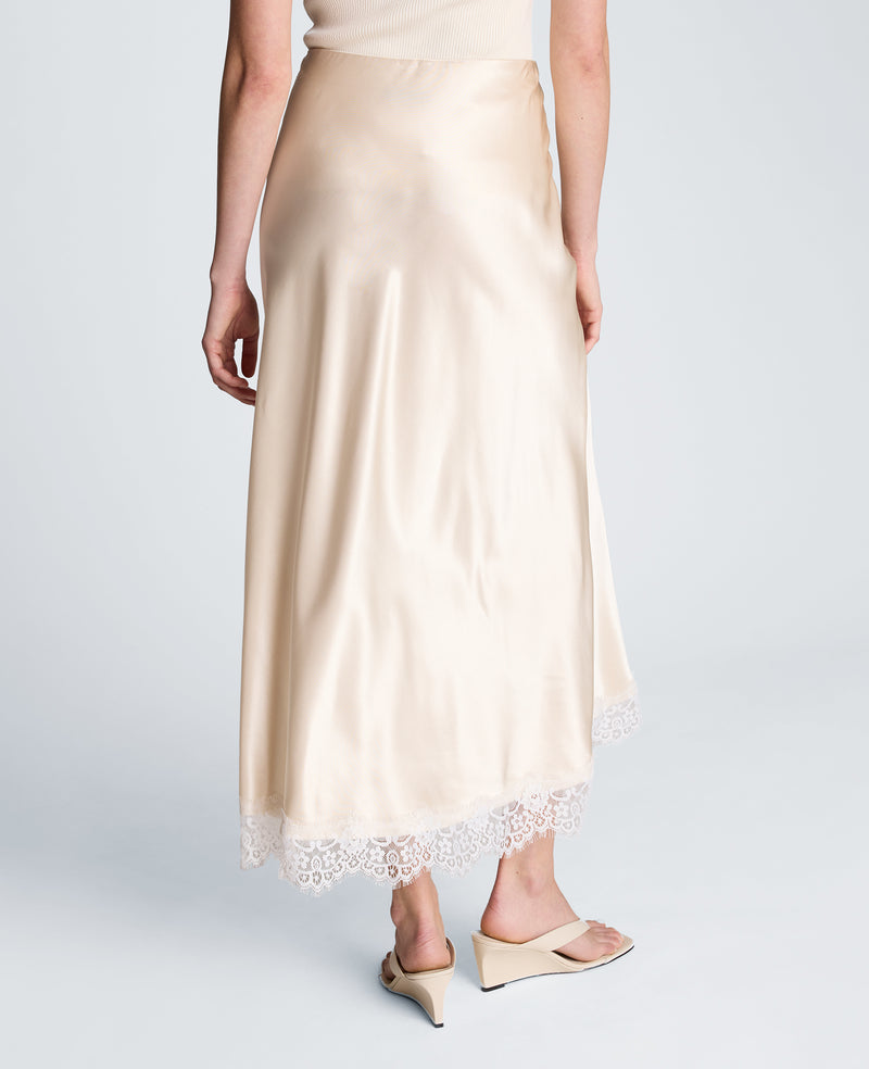 Kenneth Cole - Pull On Midi Skirt with Side Slit & Lace Trim WOMENS SKIRTS for Women