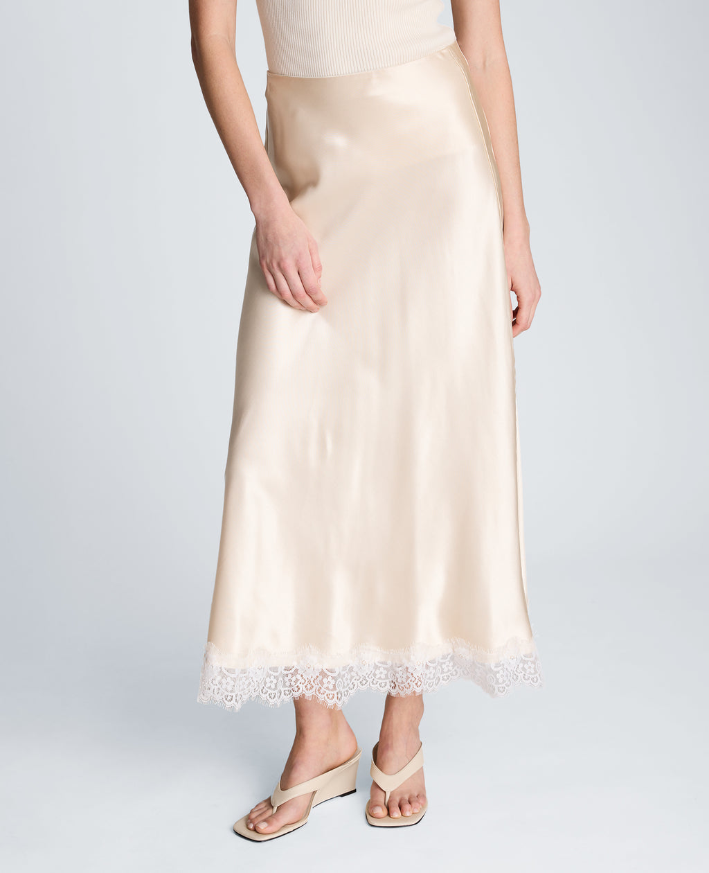 Kenneth Cole - Pull On Midi Skirt with Side Slit & Lace Trim WOMENS SKIRTS for Women 