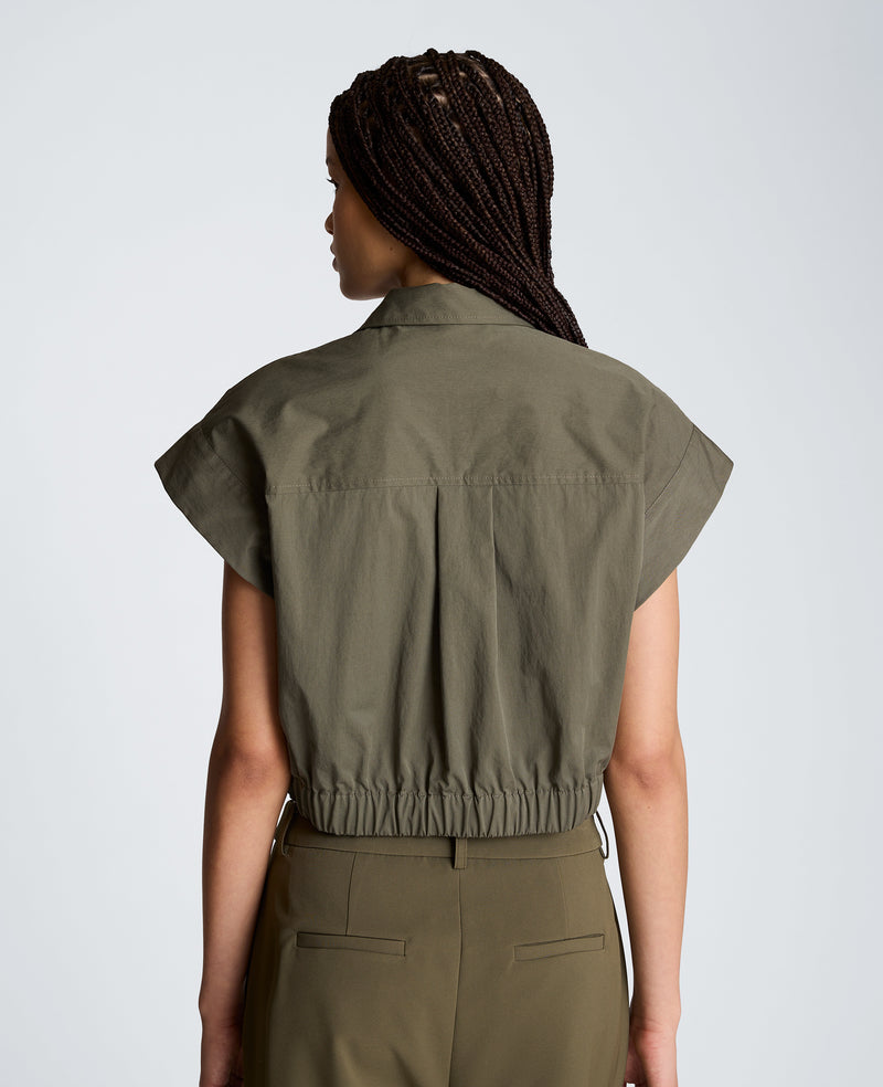 Kenneth Cole - Cropped Y-Neck Top with Gusset Sleeve WOMENS TOPS for Women