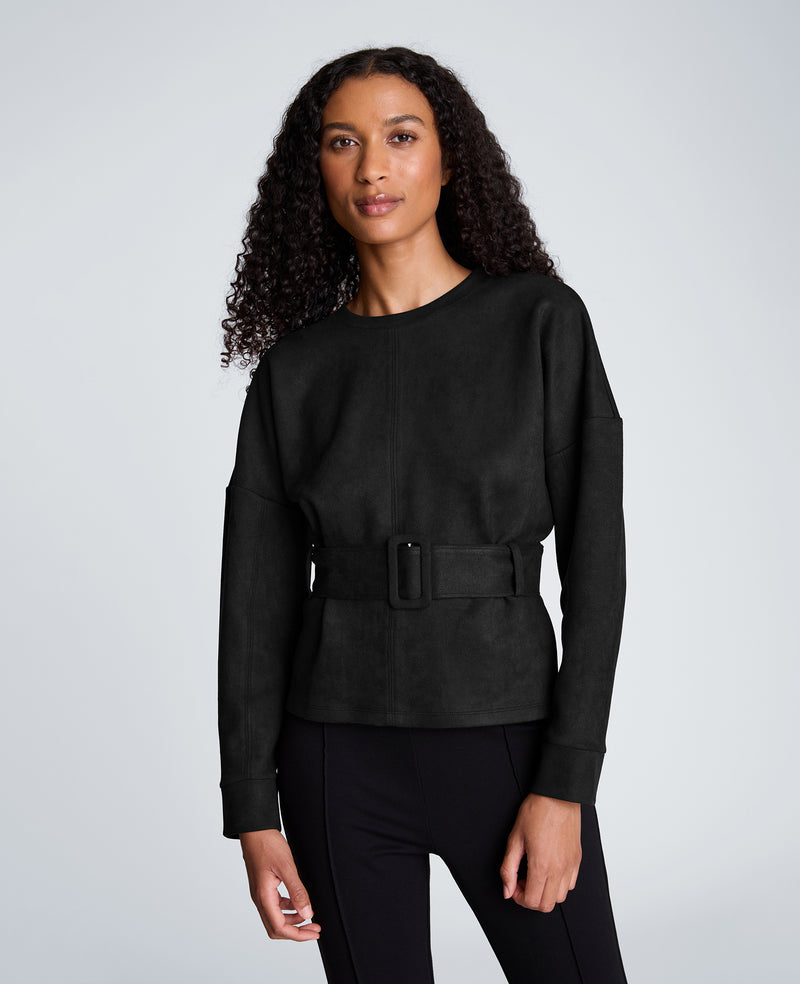 Kenneth Cole - Long Sleeve Crew Neck with Belt WOMENS KNITS for Women