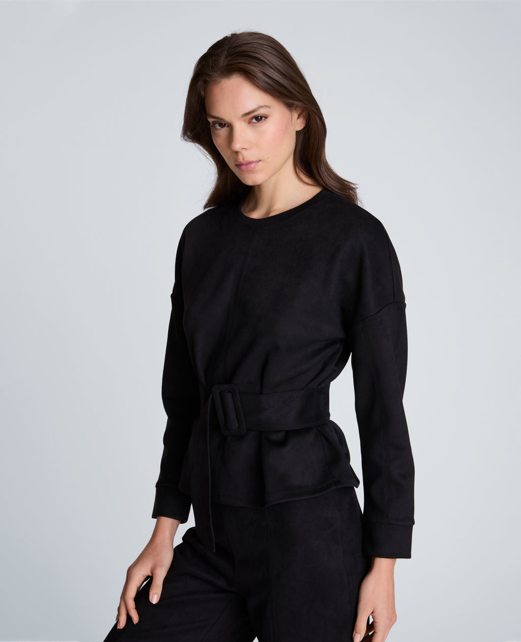 Kenneth Cole - Long Sleeve Crew Neck with Belt WOMENS KNITS for Women 