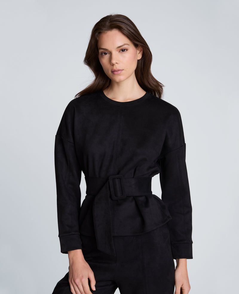 Kenneth Cole - Long Sleeve Crew Neck with Belt WOMENS KNITS for Women