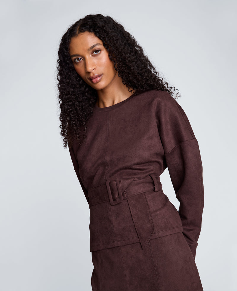 Kenneth Cole - Long Sleeve Crew Neck with Belt WOMENS KNITS for Women