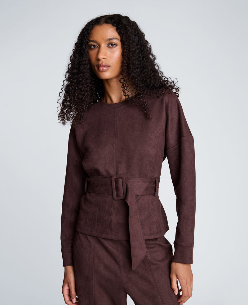 Kenneth Cole - Long Sleeve Crew Neck with Belt WOMENS KNITS for Women