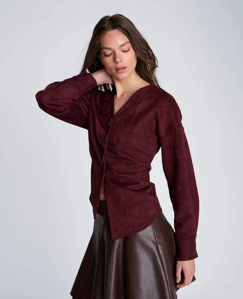 Kenneth Cole - Front Button Shirt with Assymetrical Hem WOMENS KNITS for Women