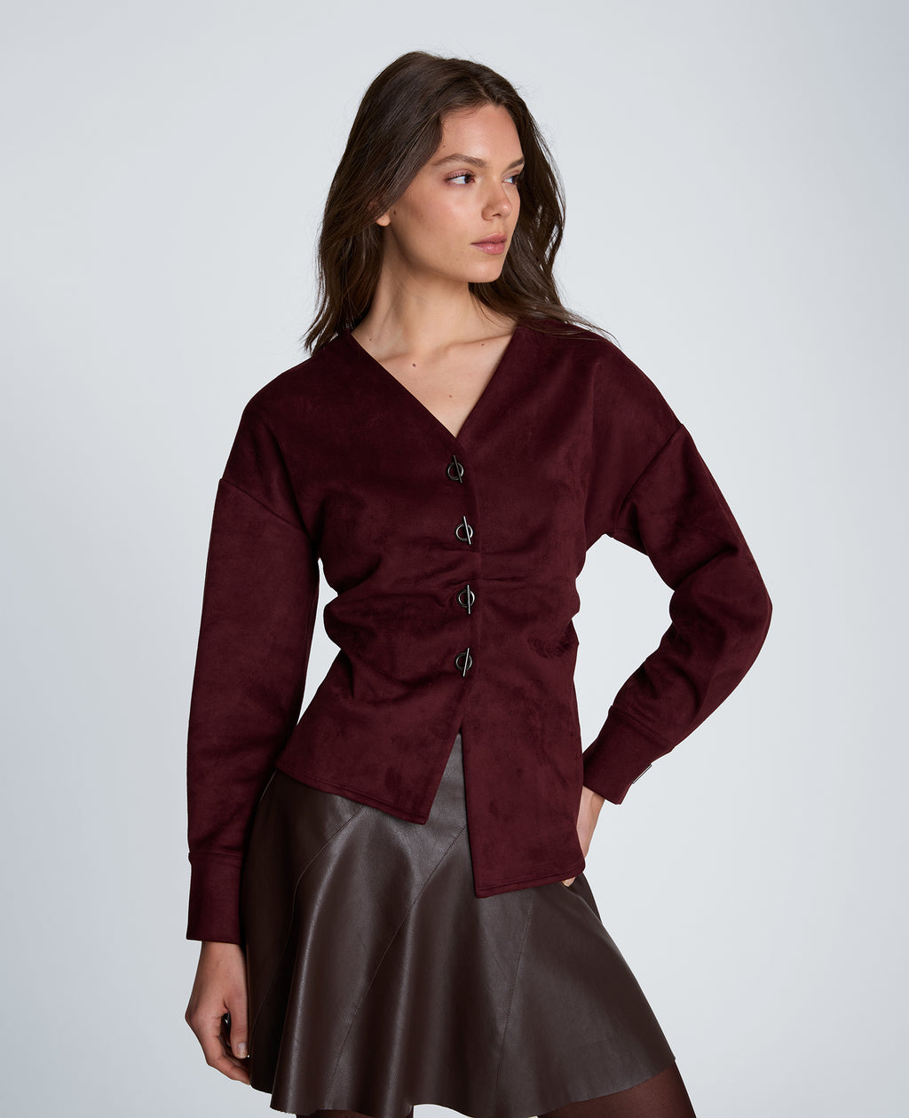 Kenneth Cole - Front Button Shirt with Assymetrical Hem WOMENS KNITS for Women 