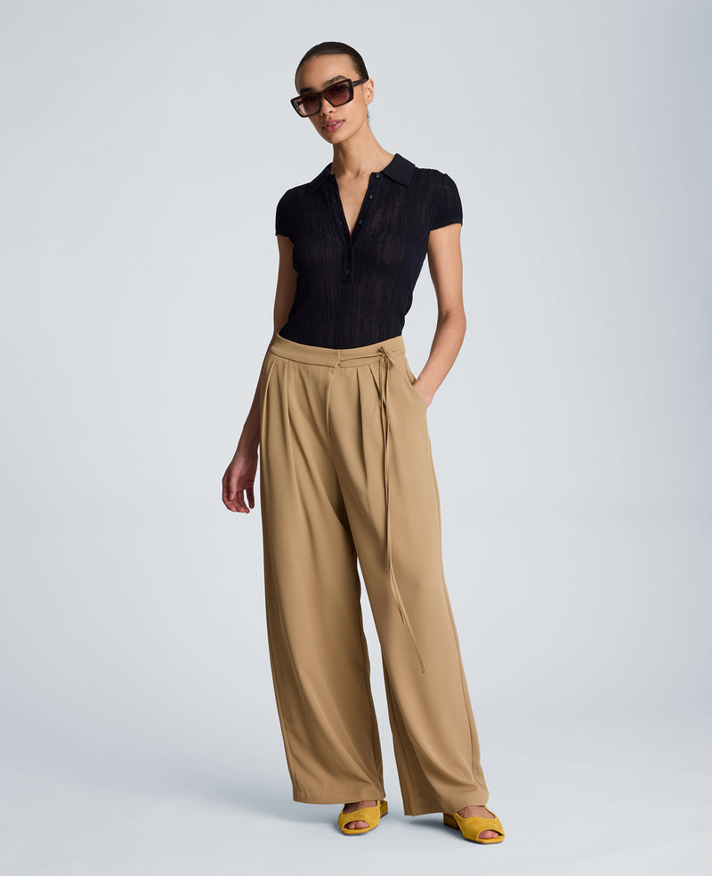 Kenneth Cole - High Rise Fly Front Wide Leg Asymmetrical Double Pleat Pant WOMENS PANTS for Women