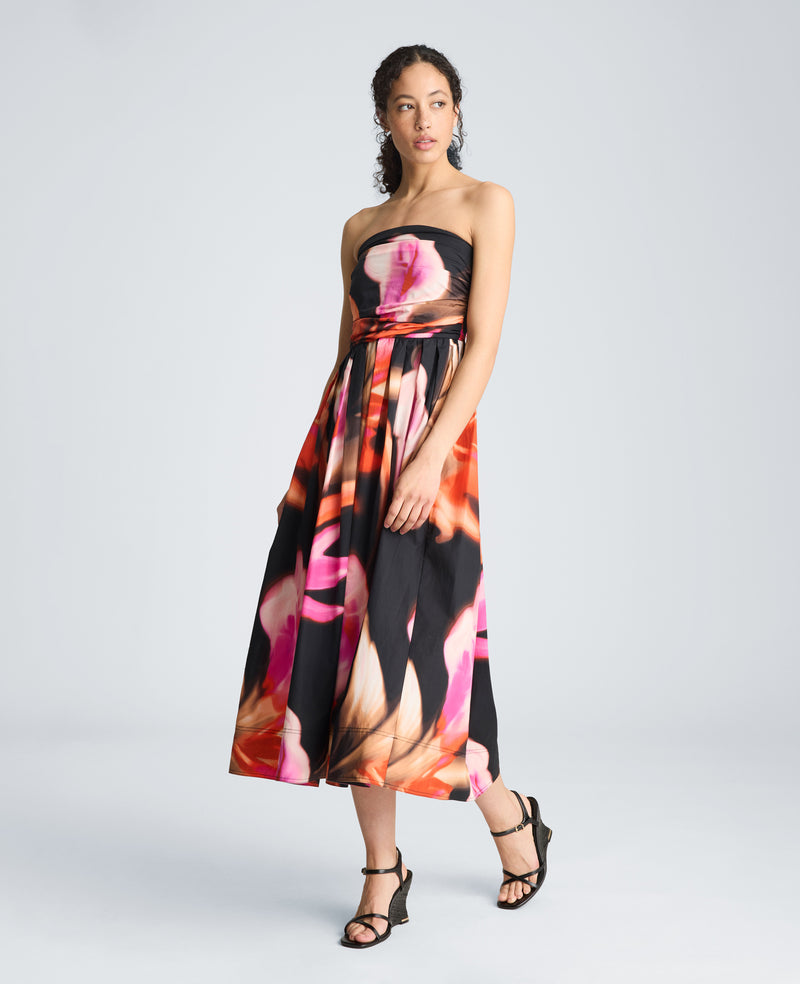 ruched dress womens Ruched Strapless Midi Dress