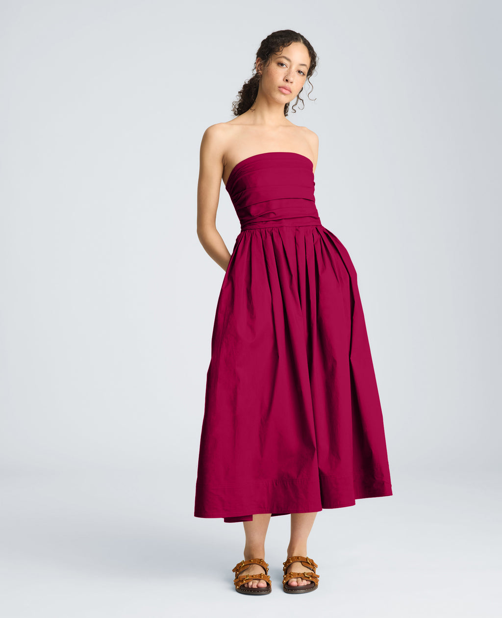 Kenneth Cole - Ruched Strapless Midi Dress WOMENS DRESS for Women 