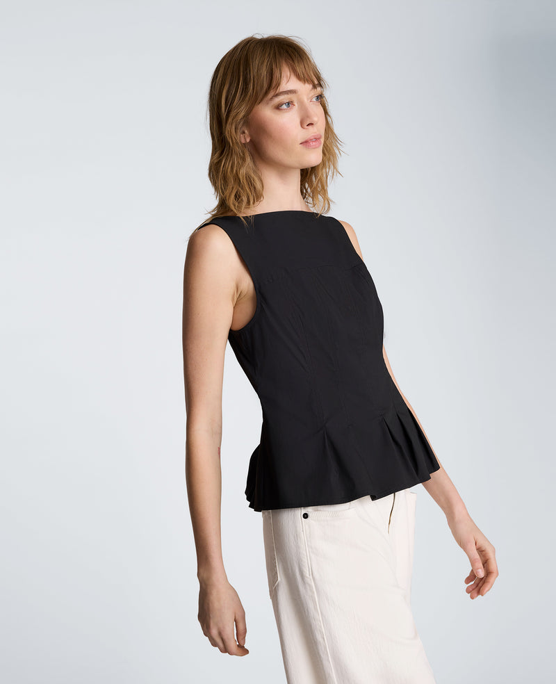 Kenneth Cole - Sleeveless Panel Body Top with Peplum Pleat Hem WOMENS TOPS for Women