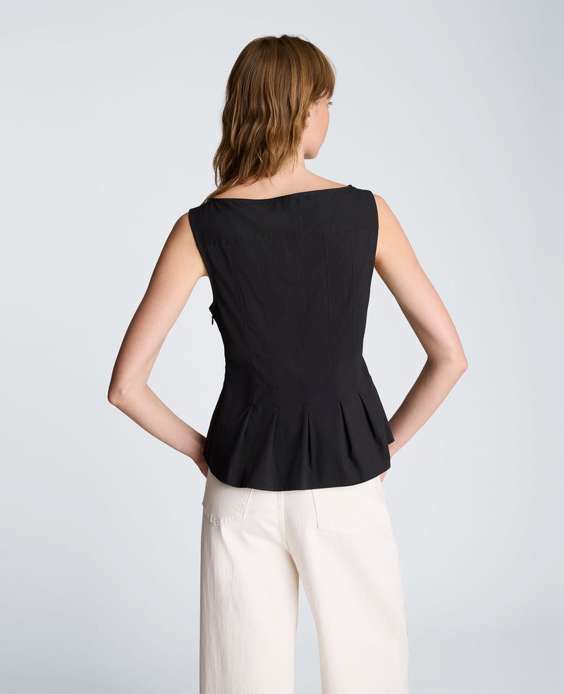 Kenneth Cole - Sleeveless Panel Body Top with Peplum Pleat Hem WOMENS TOPS for Women