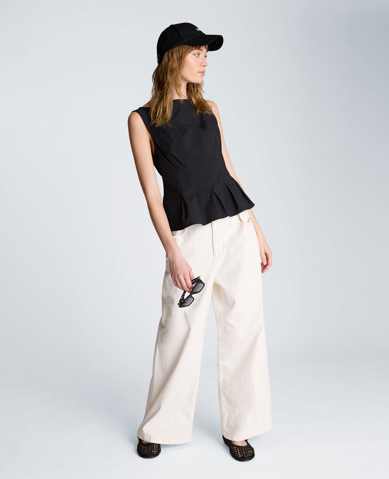 Kenneth Cole - Sleeveless Panel Body Top with Peplum Pleat Hem WOMENS TOPS for Women