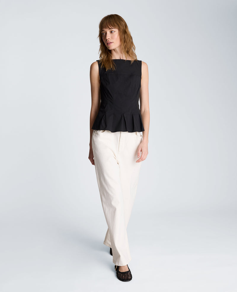 Kenneth Cole - Sleeveless Panel Body Top with Peplum Pleat Hem WOMENS TOPS for Women