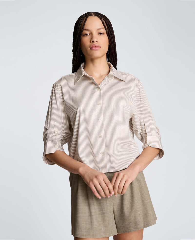 Kenneth Cole - Cropped Shirt with Pleated 3/4 Sleeve WOMENS SHIRTS for Women