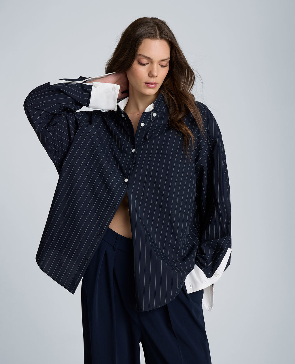 Kenneth Cole - Long Sleeve Button Front Shirt with Contrast Details WOMENS SHIRTS for Women 