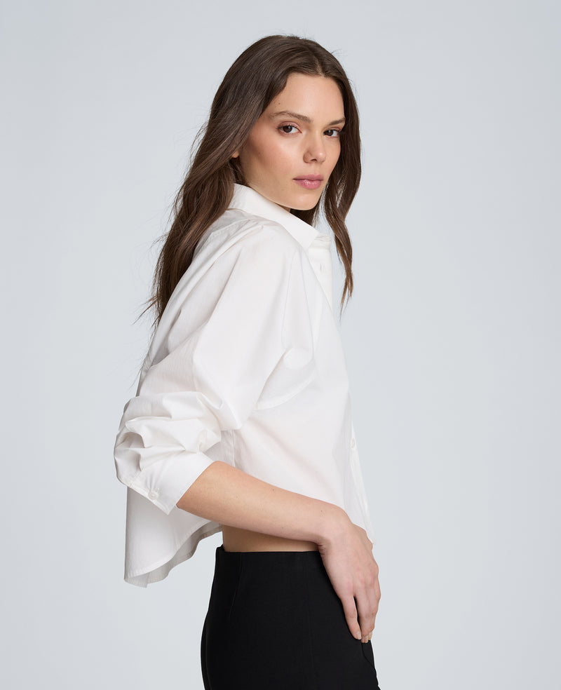 Kenneth Cole - Exaggerated Armhole Cropped Long Sleeve Button Front Shirt WOMENS SHIRTS for Women