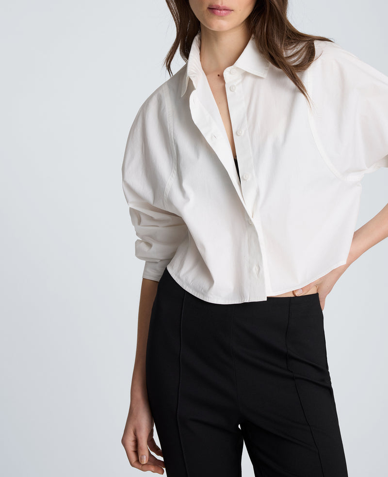 Kenneth Cole - Exaggerated Armhole Cropped Long Sleeve Button Front Shirt WOMENS SHIRTS for Women